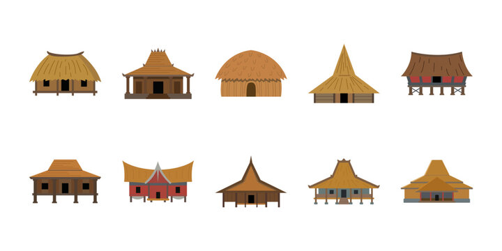 Set of Traditional Indonesian Houses