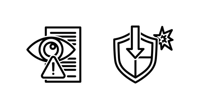 Risk overview and threat summary icons with overview security protection document information analysis illustration vulnerability management strategy business surveillance monitoring