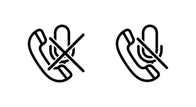 Unmute microphone icons: mute crossed out unmute active microphone communication broadcast conference technology interface forbidden