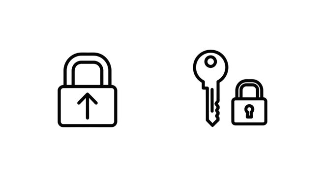 Upgrade locked and feature locked icons with key and padlock security restriction permission software illustration technology subscription protected exclusive restricted unauthorized