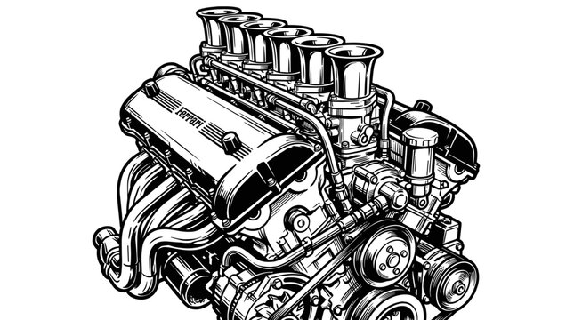 Detailed Car Engine Illustration 20.