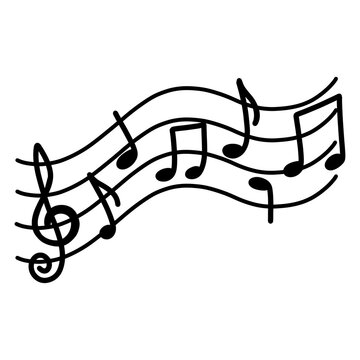cartoon illustration of musical notes in black 