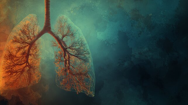 Artistic rendering of human lungs as branching trees