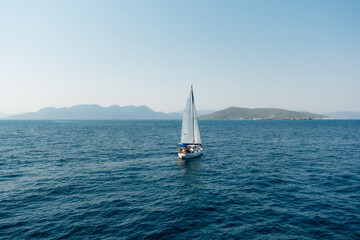 Fototapeta premium Sailboat on the Aegean Sea near Athens and the Greek islands