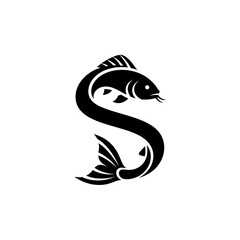Naklejka premium Decorative Seahorse Style Fish Letter S Vector Artwork