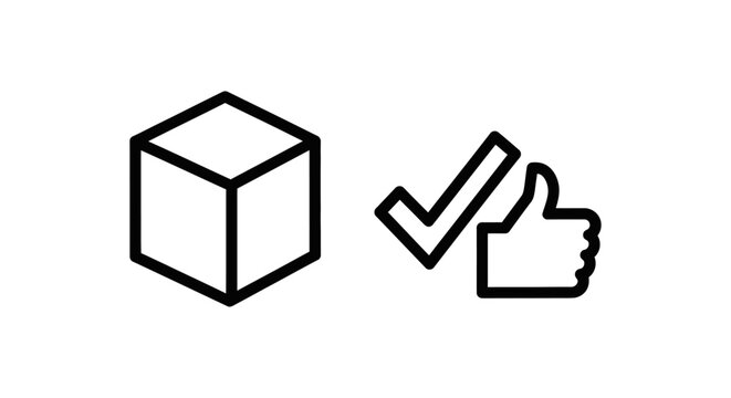 Block and confirmation icons with thumbs up and check mark confirmation approved accepted verified complete strategy management operation function approval agreement decision selection