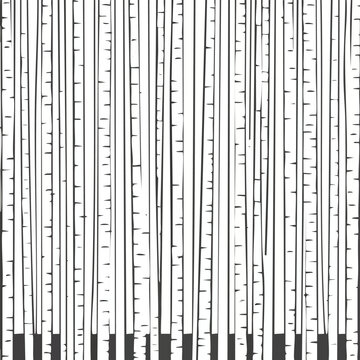 Abstract illustration of stylized birch trees in a symmetrical arrangement