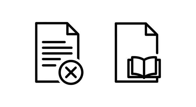 Cancel policy and terms and conditions line icons set for legal and business documents with conditions document agreement contract business regulation checklist rejection terminate disclaimer