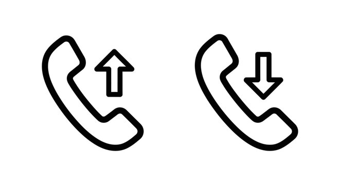 Outgoing and incoming telephone call receiver directional arrow icons with telephone incoming outgoing communication receiver connection business technology background direction notification