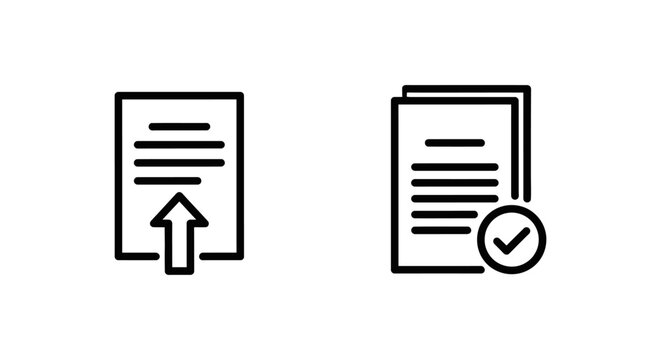 Proposal submission and document confirmation line icons for business applications with proposal submission document approval application contract business interface workflow agreement