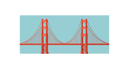 Fototapeta premium Iconic suspension bridge art, a renowned architectural landmark in flat style
