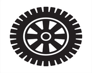 Obraz premium Modern vehicle tire flat black icon design