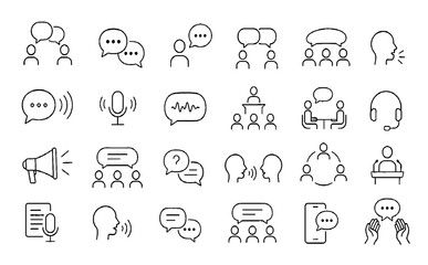 Fototapeta premium Communication & Customer Support Line Icons Pack