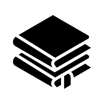 Book stack icon. Education and textbook filled symbol. Black and white.