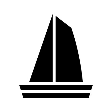 Sail boat icon. Transport and sailing filled symbol. Black and white.