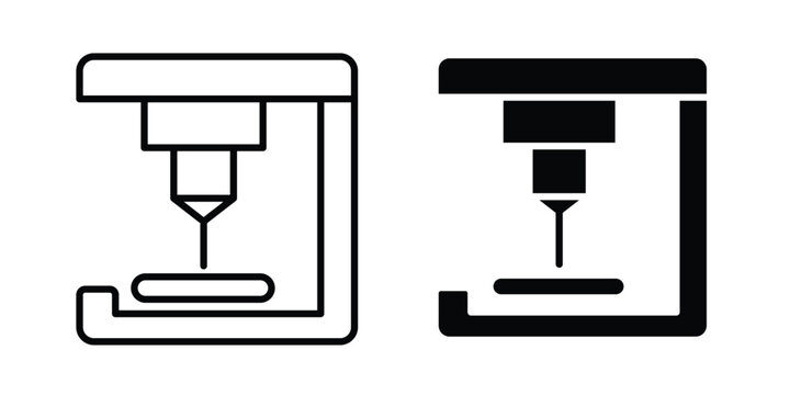 3D printer icon design illustrator set. Icons in line and clipart