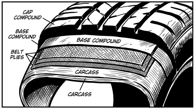 Detailed Tire Cross Section Diagram.
