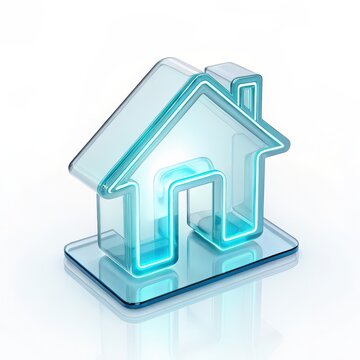 Glass house icon symbol for real estate.