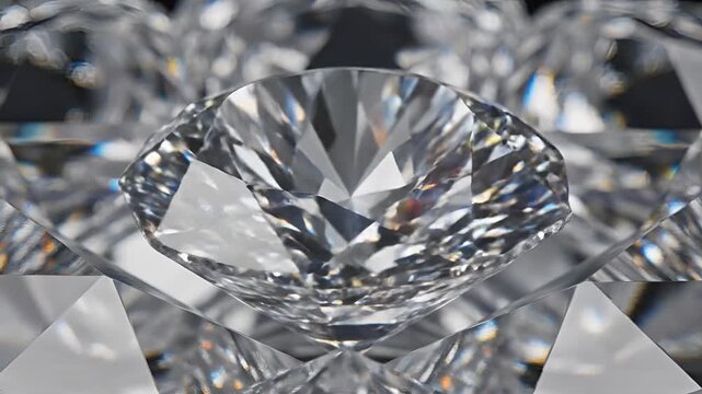 Closeup Macro Shot of Brilliant Cut Diamonds Sparkling with Rainbow Light.