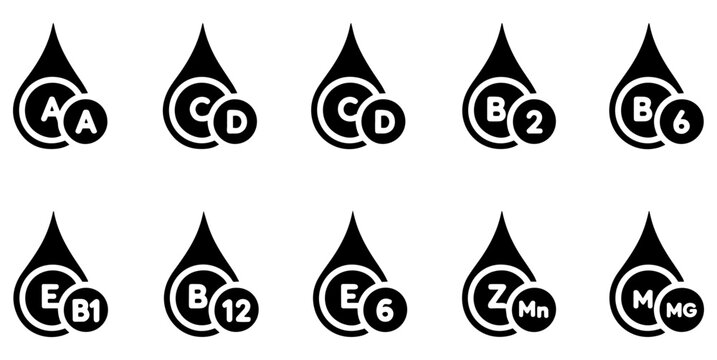 multivitamin supplement vitamin capsule icon set
