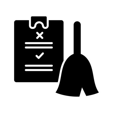 Cleaning schedule icon. Business and cleaning service filled symbol. Black and white.