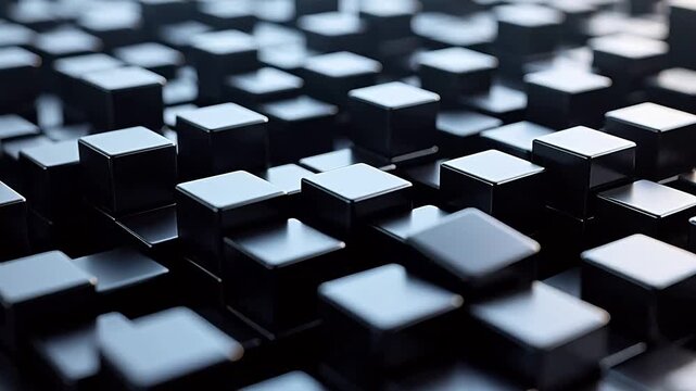 Glossy black cubes on dark gradient
