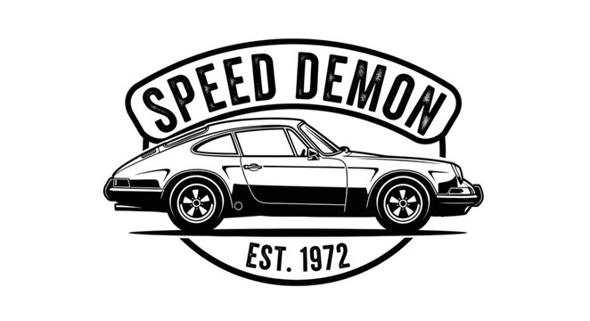 Speed Demon Vintage Car Emblem Est 1972.