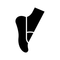 Pointe shoe icon. Arts and ballet filled symbol. Black and white. © M.Style