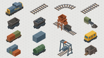 A collection of various train cars and tracks. © Anak