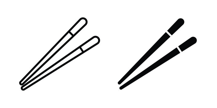 Chopsticks icon design illustrator set. Icons in line and clipart