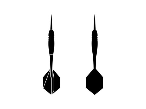 Dart silhouettes on a white background two views of a throwing dart