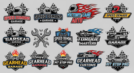 Set of Racing Car Emblems and Logos. © rikop