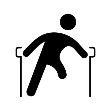Paralysis rehabilitation icon. Healthcare and physical therapy filled symbol. Black and white.