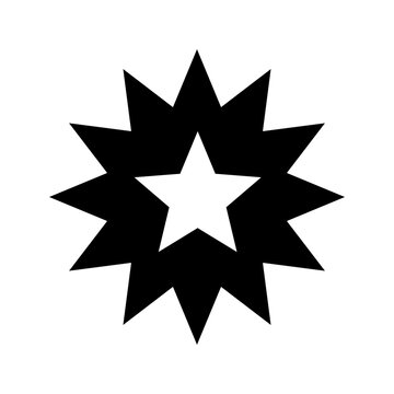 Juneteenth star icon. Culture and holiday filled symbol. Black and white.