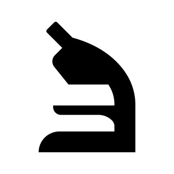Lab microscope icon. Science and laboratory equipment filled symbol. Black and white.