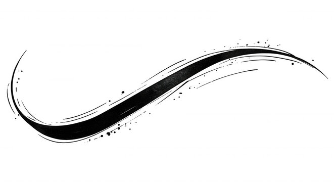 A single, flowing horizontal wave silhouette with dashed line accents and a subtle grainy texture isolated on a solid black background