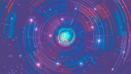 Obraz premium Abstract big data visualization. Light circles with sparks. Graphic concept for design
