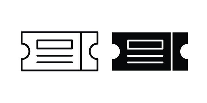 Eticket icon design illustrator set. Icons in line and clipart