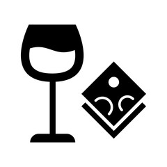 Obraz premium Wine cheese icon. Food and wine filled symbol. Black and white.