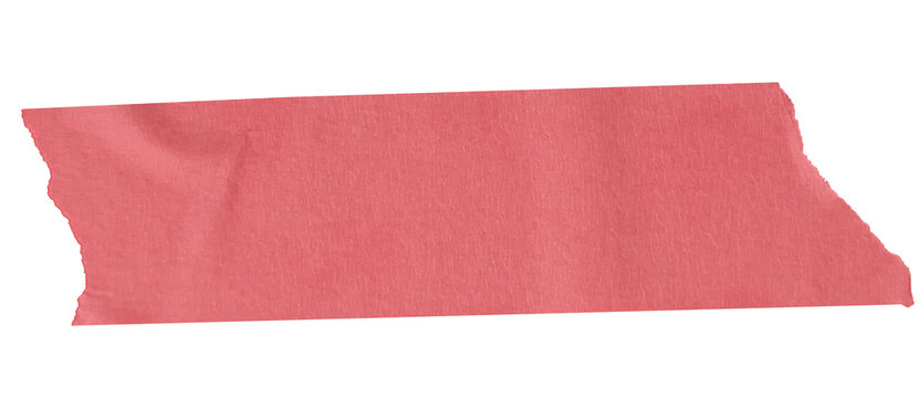 Red masking tape strip with ripped paper texture isolated on transparent background png for text box decoration