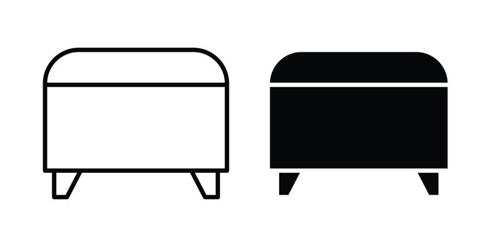 Footstool icon design illustrator set. Icons in line and clipart