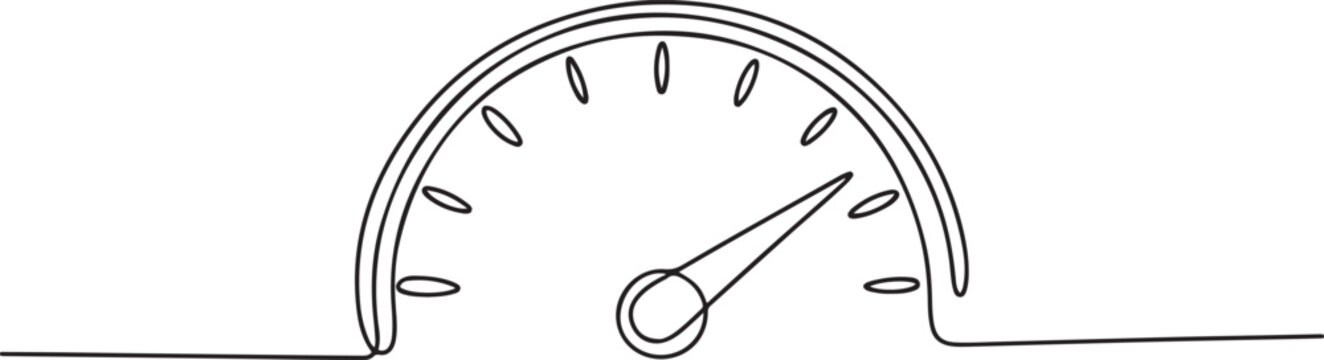 Speedometer continuous one line drawing. Speed indicator, Internet car speed. Performance concept. Speedometer set.one line Art icon drawing vector
