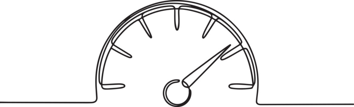 Speedometer continuous one line drawing. Speed indicator, Internet car speed. Performance concept. Speedometer set.one line Art icon drawing vector