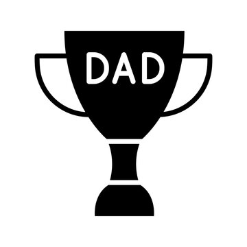 Dad trophy icon. Lifestyle and fathers day filled symbol. Black and white.