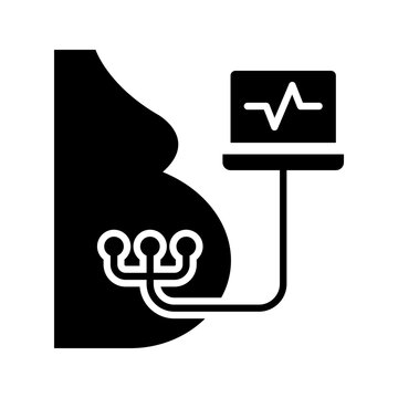 Fetal monitoring icon. Healthcare and obstetrics filled symbol. Black and white.