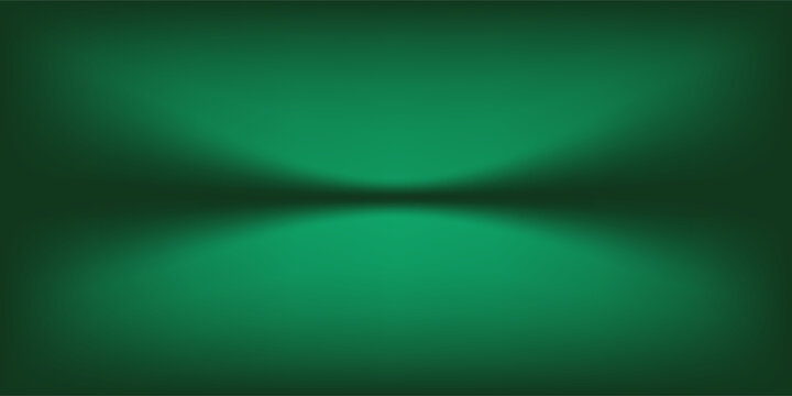 Deep green gradient background, empty studio room illustration.eps10