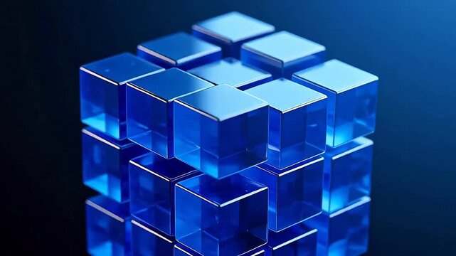 Transparent blue cubes structure