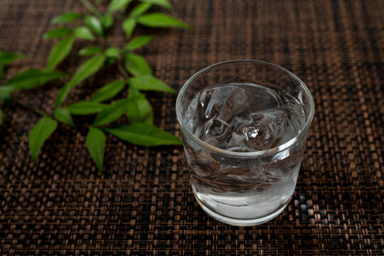 Imo shochu on the rocks in glass