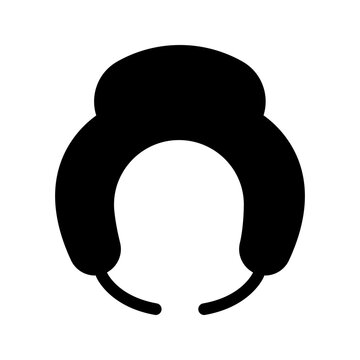 Ushanka hat icon. Apparel and earflap hat filled symbol. Black and white.
