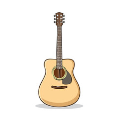 Obraz premium Classic acoustic guitar with six strings and wooden body, illustration for music concept